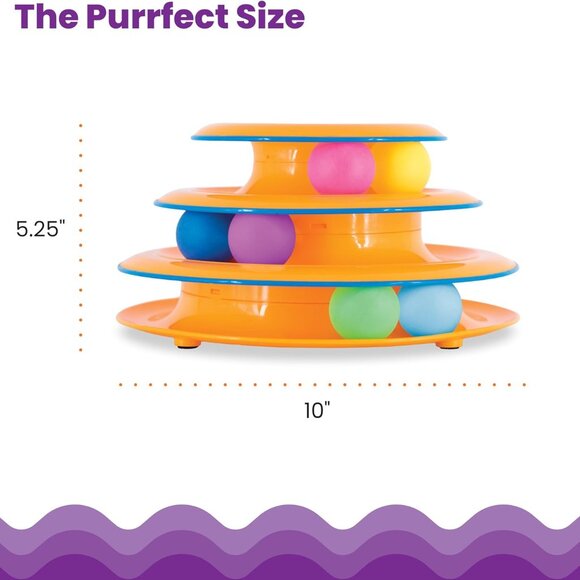 Tower of Tracks Interactive 3-Tier Cat Track Toy with Spinning Balls, Orange - Picture 5 of 8